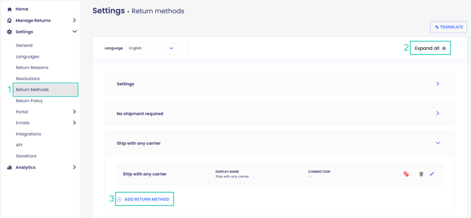 change the return location