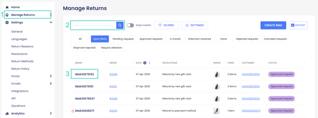 restock an item through the restock button
